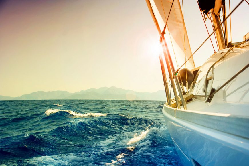 Yacht Sailing along East Coast of Kassandra Peninsula